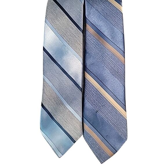 VTG Michael Reed Collection Lot of 2 Silk Blend Neckties Blue Striped GUC - Picture 1 of 5